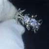 Handmade Flower Styles Engagement ring 5A zircon cz White Gold Filled Party wedding band rings for women Bridal Jewelry Gift