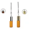 5ML Amber Empty Glass Pendant Sample Perfume Bottle with Steel Roller Ball Glass Vials Small Promotion Essential Oil Bottle