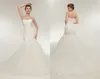 Yeni Varış Dürüklü Tül Denizkızı Gelinlik Dantel Yukarı Beyaz/Fildişi Evli Elbiseler Gelin Elbiseler Sıcak Satış Stok Vestido de Festa Cutto