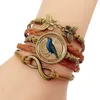 Heißer Verkauf 2018 Neue Blau Vogel Vintage zeit edelstein Armband Männer Westlichen Stil Gewebte Armbänder Armreifen Für Frauen Mode schmuck Geschenk