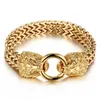 Large Gothic Gold Mesh Chain Viking Skull Lion Wolf Head Bracelet Punk Rock Men Stainless Steel Bike Biker Bracelets Bangle Jewelry