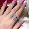 Vecalon El Yapımı Taç Yüzük 100 Soild 925 STRING Silver Sona 5a Zircon Cz Engagement Wedding Band Halkaları Kadın Erkek Hediyesi2124924