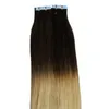 T2 / 613 Цвет блондинки Бразильская лента волос в человеческих наращиваниях волос 100 г кожи Weft Virgin Right 40efe Ombre лента в наращиваниях человеческих волос