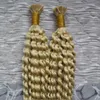 200g #613 Bleach Blonde crépus bouclés kératine humaine Fusion cheveux ongles je pointe Machine faite Remy Extensions de cheveux humains 1g/brin