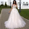 Blumendruck 2019 Ballkleid Brautkleider Schulterfrei Backless Tüll Kapelle Hochzeit Tragen Tiered Rock Illusion Top Brautkleid