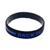 100PCS Back The Blue Line Silicone Rubber Bracelet Thick or thin letters Logo Adult Size for Promotion Gift2116