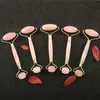 20pcs DHL New arrival pink quartz Facial Relaxation rose quartz Roller Massager For Face jade massage stone 6 colors