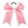 20 pcs 7 Inch Large Cheerleading Cheer Bow Glitter Grosgrain Ribbon Elastic Band Ponytail Hair Bows Girls/Women