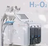 6in1 H2-O2 Hydra Dermabrasion RF 생물 리프팅 스파 하이드로 미세 박피 술 페이셜 머신 / 물 냉각 해머 산소 스프레이