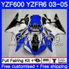 Blue white cowling Body For YAMAHA YZF-600 YZF-R6 03 YZF R6 2003 2004 2005 Bodywork 228HM.26 YZF 600 R 6 YZF600 YZFR6 03 04 05 Fairings Kit