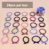 24pcs / box einfaches Haar-Seil Hairband Damen-buntes Haar-Gummiband-Band-elastisches Schnur-Haar-Zusätze Wholesale freies Verschiffen 0762WH