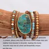 Lederen armband unieke gemengde natuurstenen vergulde steen charme 5 strengen wrap armbanden handgemaakte boho armband dropship