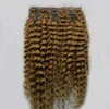 인간의 머리카락에서 몽골어 AFRO 변태 곱슬 클립 8 PCS / 세트 클립 100 % 몽골 레미 헤어 10-24 100g / 세트