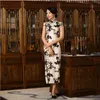 S-3XL Chinese Women's Satin Cheongsam Silk Long Qipao China Oriental Dress Traditional Chinese Cheongsams National Wind Qipao