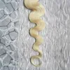 40 adet Sarışın Bant İnsan Saç Uzantıları 100g Bakire Saç Uzatma Dikişsiz Vücut Dalga Cilt Atkı Kuaför Salon Tarzı