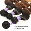브라질 레미 인간의 머리카락 웨이브 바디 웨이브 번들 Ombre Three Tone 브라질 1B / 4 / 27 # Dark Brown Human Hair Extensions
