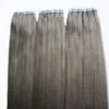 Silver Grey Brazilian Virgin Human ExtensionStape Hair 300g tejp för hårförlängningar 120pc Skin Weft Seamless Grey Tape Extensions