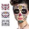 Adesivo per tatuaggi facciali Floral Day of the Dead Sugar Skull Timero Face Tattoo Kit Halloween Tattoo adesivi Tatuaggi Masquerade Party7596680