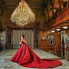 Geweldige Kant Baljurk Avondjurk Rood Off Shoulder Beaded Pailletten Fonkelende Rode Tapijt Jurk Luxe Dubai Avondjurk Celebrity Jurk