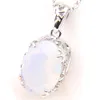 Luckyshine unik vintage lady oval vit moonstone pendants 925 sterling silver halsband hängsmycke smycken party present