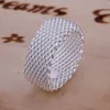 Neue Schmuck breite große Mesh-Stil Herz Ringe 925 Sterling Silber R023 offene Größe einstellbar schöne Mädchen Männer Frauen Geschenk Großhandelspreis