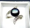 Black Akoya Culture Pearl Bead Ring012345678910111363525