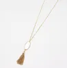 Mode Goud Kleur Geometrie Turquoise Shell Tassel Druzy Ketting voor Vrouwen Merk Sieraden