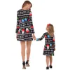 크리스마스 드레스 엄마와 나 가족 일치하는 옷 엄마와 딸 일치하는 드레스 크리스마스 트리 산타 인쇄 드레스 2Colors