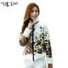 Winter Jacket Slim Polded Cotton Parkas Hijklnl 2018 Kvinnor Flower Coats Plus Size Zipper Ytterkläder Kvinna Tryck Kläder LW229