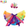 Retail Baby Girls Rainbow Tulle kjol tutu kjolar enhörning pannband sätter halloween jul cosplay party veckade klänning barn c9051882