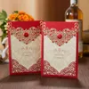 Invitations de mariage au laser OEM Card d'impression gratuite Red Hollow Personnalize Chinese Wedding Invitation # BW-I0034