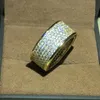 豪華なジュエリー段落925シルバーの宝石環の指で輝く320ピースの完全シミュレートされたダイヤモンドゴールドリングが女性の男性