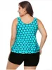 Plus Size Swimwear Mulheres Verão Preto Polka Dot Tank Top e Sport Swimsuit Mulheres Duas Peças Banadores Mujer