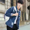 2018 New Autumn Casual Hole Man Self-cultivation Cowboy Korea Style Jeans Coat High Quality Solid Color Tide Demin Jacket M-3XL