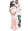 Maternity Dress Off Shoulder Sexy Pregnant Dresses New Women Photo Shoot Pink Long Dress