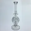 2020 9 '' Exose 14 Holes Fab äggglas Bongs Recyle Oil Rigs DAB Rig Rökning Vattenrör Äggosfär Combo av Ball Rig 14.4mm Joint