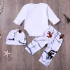 Barnpojkar Tjejer Outfits Baby Xmas Deer Print Romper + Byxor + Hat 3pcs / Set 2018 Höst Kids Christmas Clothes Sets C4669