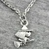 20pcs/lot Fashion Necklace Antique Silver Vintage Witch Charms Pendants Chain Necklace 42+5cm