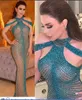 イブニングドレスYousef aljasmi Kim Kardashian Dolman Sleeve O-Neck Crystal Mermaid Long Dress Almoda Gianninaazar Zuhlair Murad Ziadnakad