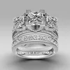 Choucong Princess Cut Trzy-kamień 8ct Stone Diamond 925 Sterling Silver Women Zaręczyny Zestaw Ring Band