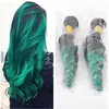 Loose Wave #1B/Green Ombre Peruvian Virgin Human Hair Bundles Deals Dark Rooted Green Ombre Human Hair Weaves Extensions 3Pcs Lot