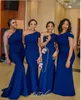 A buon mercato sexy sirena una spalla blu royal abiti da damigella d'onore modelli africano nigeriano abito da sposa plus size abiti formali 231l