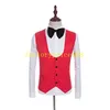 Brand New One Button Jacquard Groomsmen Châle Revers Groom Tuxedos Hommes Costumes Mariage / Bal / Dîner Homme Blazer (Veste + Pantalon + Cravate + Gilet)