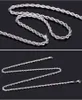 4mm 925 Sterling Silver Twisted Rope Chain 16-30Inches Kvinnor Lyx Högkvalitativt Halsband för Women Manes Fashion Smycken i Bulk
