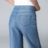 ACRMRAC femmes jean nouveau automne bleu blanchi Slim taille haute ample loisirs large jambe pantalon pleine longueur Lyocell jean femmes