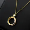 European and American style single diamond hanging three-ring necklace ladies three-color necklace