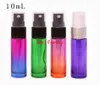 150pcs / lot 10 ml gradiënt kleuren navulbare spuitflessen mini glazen verstuiver lege parfum fles