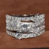 2018 nya ankomst lyx smycken 925 sterling silver varumärke desgin white topaz cz diamant ädelstenar kvinnor söt bröllop band finger ring gåva