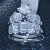 Biżuteria Biżuteria Vintage Biżuteria CZ 5A Cyrkon Kamień 10KT White Gold Wypełnione Obrączka Ślubne Zestaw SZ 5-10 Prezent Darmowa Wysyłka