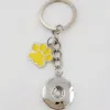 Emaljhund katt paw tryck 18mm snaps knapp nyckelring charm nyckelkedja för nycklar bil nyckel ring souvenir par handväska nyckel kedja a30